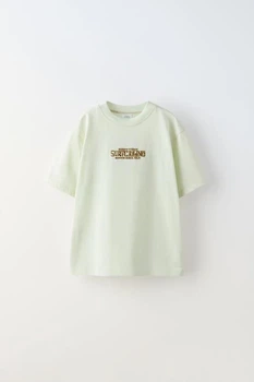 Футболка для хлопчиків Zara м'ятна 140 бавовна з принтом на спині