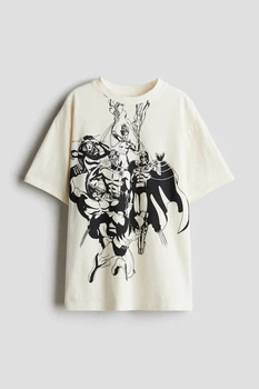 Футболка для хлопчика H&M молочна 146-152 бавовна з зображенням героїв Марвел