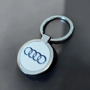 Металлический брелок Audi - Брелок для ключей автомобиля Ауди - Chaban Souvenir - Автомобильный сувенир / Подарок автомобилисту, круглый (цвет металлик) ZSM_06