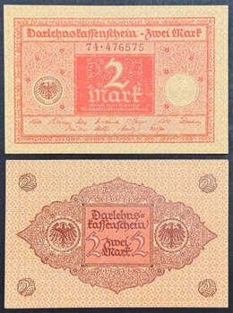 Банкнота Німеччина рожева 2 марк 1920 р. UNC