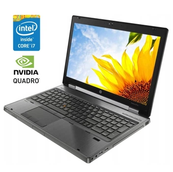 Мобільна робоча станція HP EliteBook 8560w / 15.6" (1920x1080) TN / Intel Core i7-2630QM (4 (8) ядра по 2.0 - 2.9 GHz) / 8 GB DDR3 / 500 GB HDD / nVidia Quadro 1000M, 2 GB DDR3, 128-bit / WebCam / DVD-ROM б/в