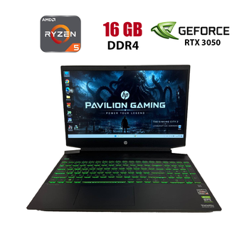 Игровой ноутбук HP Pavilion Gaming 15-ec2004ua / 15.6" (1920x1080) IPS / AMD Ryzen 5 5600H (6 (12) ядер по 3.3 - 4.2 GHz) / 16 GB DDR4 / 512 GB SSD / nVidia GeForce RTX 3050, 4 GB GDDR6, 128-bit / WebCam б/у