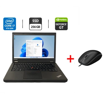 Ноутбук Lenovo ThinkPad T440p / 14" (1600x900) TN / Intel Core i7-4600M (2 (4) ядра по 2.9 - 3.6 GHz) / 16 GB DDR3 / 256 GB SSD / nVidia GeForce GT 730M, 1 GB GDDR3, 128-bit / WebCam / DVD-ROM / Fingerprint б/в + Подарунок Дротова миша / USB