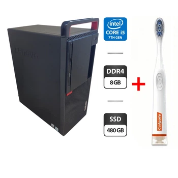Компьютер Lenovo ThinkCentre M910T Tower / Intel Core i5-7500 (4 ядра по 3.4 - 3.8 GHz) / 8 GB DDR4 / 480 GB SSD / Intel HD Graphics 630 / Wi-Fi / DVD-ROM б/у + Подарок Умная интерактивная зубная щетка Colgate Connect M1