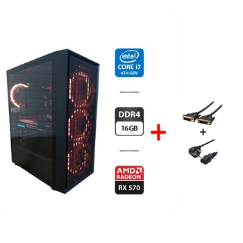 Игровой ПК 1stPlayer Go6 Tower / Intel Core i7-6700 (4 (8) ядра по 3.4 - 4.0 GHz) / 16 GB DDR4 / 256 GB SSD M.2 + 512 GB SSD + 500 GB HDD / AMD Radeon RX 570, 8 GB GDDR5, 256-bit / 600W б/у + Подарок Кабель DVI + Питания