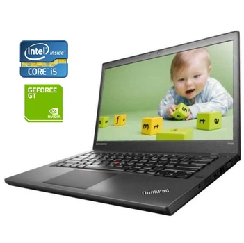 Ноутбук Б-клас Lenovo ThinkPad T440p / 14" (1920x1080) IPS / Intel Core i5-4330M (2 (4) ядра по 2.8 - 3.5 GHz) / 8 GB DDR3 / 256 GB SSD / nVidia GeForce GT 730M, 1 GB GDDR3, 64-bit / WebCam / DVD-ROM / Win 10 Pro б/в