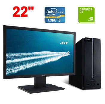 Комплект ПК: Acer Aspire XC600 SFF / Intel Core i5-3470 (4 ядра по 3.2 - 3.6 GHz) / 8 GB DDR3 / 500 GB HDD / nVidia GeForce GT 625, 2 GB DDR3, 64-bit / DVD-RW + Монитор Acer V226HQL / 22" (1920x1080) TN / 1x DVI, 1x VGA б/у