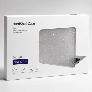 Накладка глянцева HardShell Crystal Case для MacBook NEO 13 A3404 Crystal Glitter, прозорий глянцевий з блискітками захисний чохол для Макбук 13