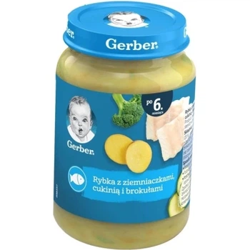 Детское пюре Gerber Рыба с картофелем, цуккини и брокколи с 6 месяцев 190 г (1227382)