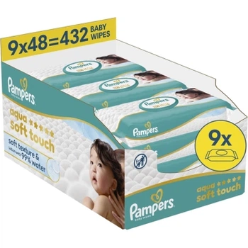 Детские влажные салфетки Pampers Aqua Soft Touch 9x48 шт (432 шт) (8006530140010)