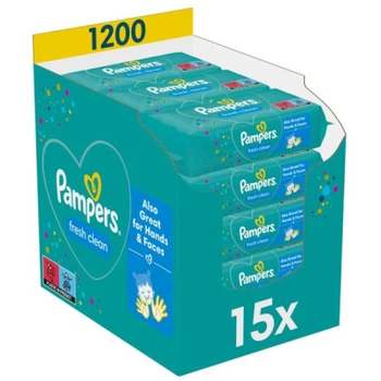 Детские влажные салфетки Pampers Fresh Clean 15 пачок х 80 шт (1200 шт) (8001841078496)