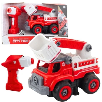 Пожежна машина 2 в 1 LEAN Toys на радіокеруванні для розбирання та збирання з електричним шуруповертомта звуком (22994) (5905991053439)