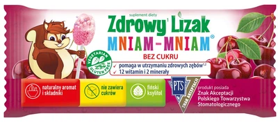 Натуральный полезный леденец без сахара Zdrowy Lizak (Mniam-Mniam Denti-Pop) с ксилитом, вишня 6 г
