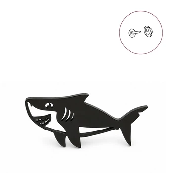 Значок из стали BROCHE брошь бижутерия Акула чёрный BRGV115233