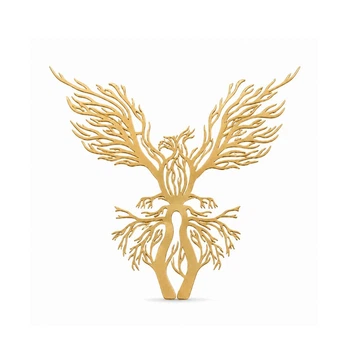 Брошь из стали BROCHE бижутерия Птицы Феникс золотистая BRSF115456