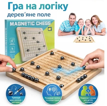 Настольная семейная игра Магнитный бой шахматы Magnetic Chess Battle логическая головоломка развивающая для детей, взрослых, компании премиум качества 20 магнитов с деревянным полем деревянные игры