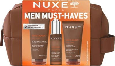 Zestaw męski Nuxe Men Boost 3 Serum 30 ml + Żel do twarzy 50 ml + Żel pod prysznic 100 ml + Kosmetyczka (3264680046759)