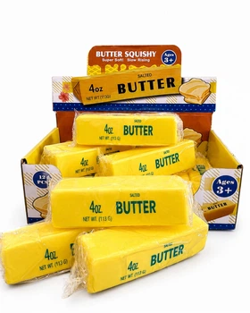 Антистрес-іграшка Squishy Butter масло жовте 13 см, м'який сквіш для дітей і дорослих