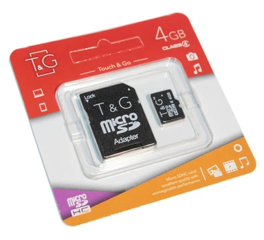 Карта пам'яті microSDHC 4GB class 4 T&G (з адаптером)