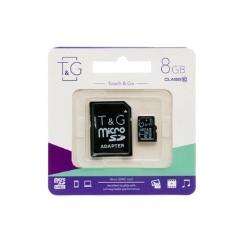 Карта памяти microSDHC (UHS-1) 8GB class 10 T&G (с адаптером)
