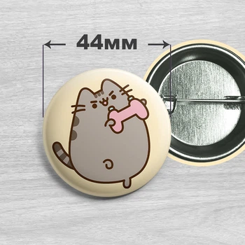 Значок кіт Пушин / Pusheen the cat. №15. 44мм