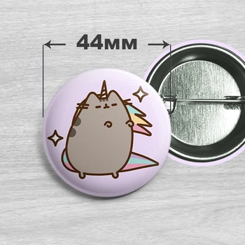Значок кот Пушин / Pusheen the cat. №12. 44мм