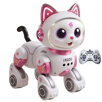 Котик интерактивный на радиоуправлении "Cat robot" сенсорный датчик, ходит, садится, отжимается, танцует, музыка, озвучивание на английском языке Розовый (i7-191382)