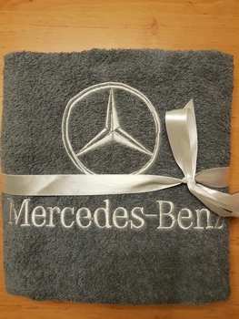 Полотенце махровое,банное 70x140 с вышивкой марки автомобиля Mercedes