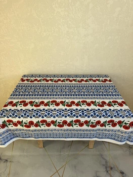 Скатерть для кухонного стола лен 150х220 см Синий (П4К-am-skatert-N-051-03)