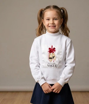 Свитшот для девочки Смайл Тайм SmileTime Vouge белый рост 146