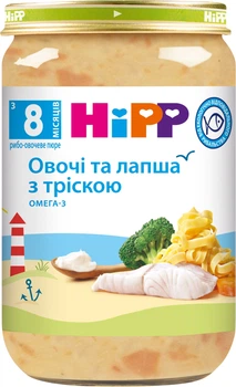 Рыбно-овощное пюре HiPP Овощи и лапша с треской с 8 месяцев 220 г (9062300107798_1/9062300131465)