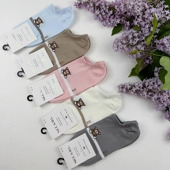 Жіночі короткі бавовняні шкарпетки SuperSox Ведмедики, 5 пар/36-40р
