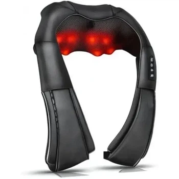 Роликовый массажер для шеи и плеч iKristin JH-R2 Black, 3D электромассажер Шиацу с подогревом, автомобильный - Б/У