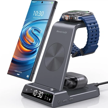 Беспроводная зарядка 3 в 1 для Samsung Galaxy S25 Ultra / S24 / Z Fold 6 / Z Flip 6 / Watch 7 / Buds Pro 2, Qi для - Б/У
