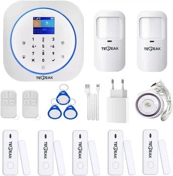 Беспроводная домашняя сигнализация TECPEAK, WiFi/GSM комплект с сиреной, для защиты дома и офиса - Б/У