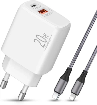 Сетевое зарядное устройство Luosike 20W Fast Charger, быстрая зарядка PD + QC, Type-C и USB-A - Б/У