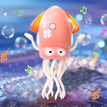 Интерактивная музыкальная игрушка Танцующий Кальмар TOPA с удочкой от USB Розовый