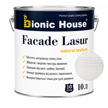 Фарба для дерева FACADE LASUR Bionic-House 10л Білий дуб