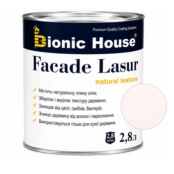 Фарба для дерева FACADE LASUR Bionic-House 2,8л Білий