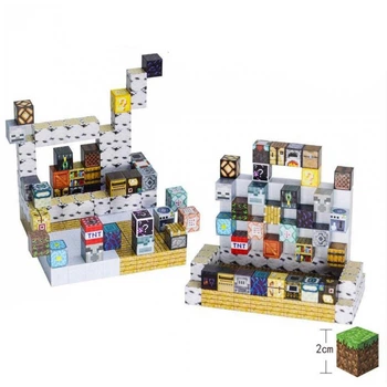 Детский магнитный 3D конструктор Magnetic Cube 128 деталей блоки в стиле Minecraft "Мастерская" (AA1052)