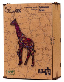 Puzzle drewniane PuzzleOK Eco Cętkowana żyrafa A3 102 elementy (4821993007328)