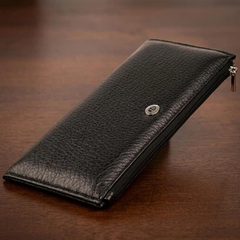 Горизонтальный тонкий кошелек из натуральной кожи для карт ST Leather Черный (bg193fash24)