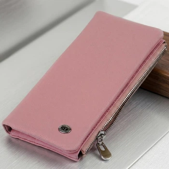 Вертикальный женский кошелек на кнопке из натуральной кожи ST Leather Розовый молодежный для карт (bg192fash01)