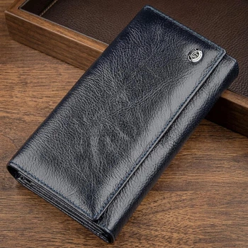 Кошелек-клатч для женщин с визитницей из натуральной кожи ST Leather Серо-синий (bg188fash80)