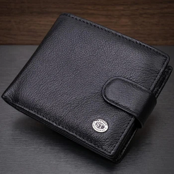 Класичне чорне портмоне ST Leather з натуральної шкіри з відділенням для карт та монетницею (bg194fash73)