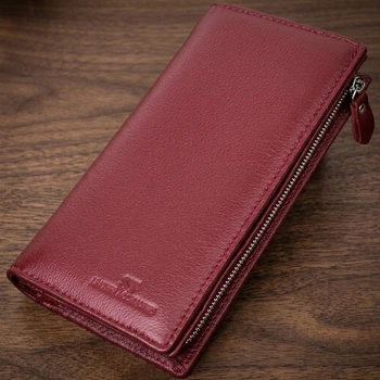 Женский вертикальный кошелек-клатч из натуральной кожи ST Leather бордового цвета для документов с монетницей (bg225fash34)
