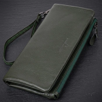 Удобный кошелек для женщин с кистевым ремнем из натуральной кожи ST Leather bg231fash04 Зеленый