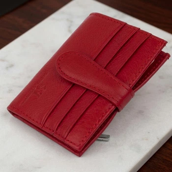 Кошелек-визитница ST Leather из натуральной кожи для карт вертикальный красный (bg192fash11)