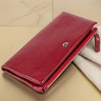 Женский кошелек-клатч из натуральной кожи с карманом для мобильного ST Leather бордового цвета (bg193fash11)