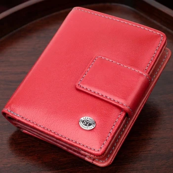 Женский вертикальный компактный кошелек из натуральной кожи ST Leather с монетницей Красный (bg194fash37)
